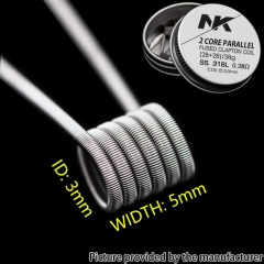 NK SS316L 2 Core Parallel Fused Clapton Prebulit Coil Wire (28+28)/38GA 0.38ohm 8pcs