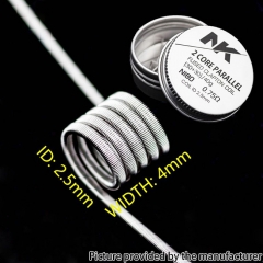 NK NI80 MTL 2 Core Fused Clapton Prebulit Coil Wire (30+30)/40GA 0.75ohm 8pcs