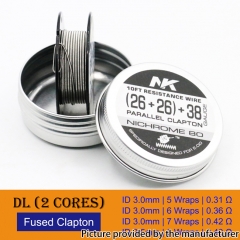 NK NI80 DL Fused Clapton Semi-Finished Restiance Wire (26+26)+38GA Heat Wire 10Feet
