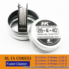 NK NI80 DL 4 Cores Fused Clapton Semi-Finished Restiance Wire 28x4+40GA Heat Wire 10Feet