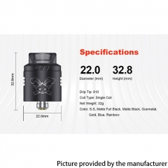(Ships from Bonded Warehouse)Authentic Hellvape Dead Rabbit Solo 22mm RDA - Gold