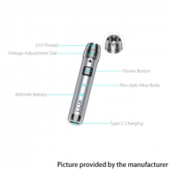 (Ships from Bonded Warehouse)Authentic Yocan LUX Max 900mAh Battery - Black