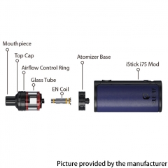 (Ships from Bonded Warehouse)Authentic Eleaf iStick i75 3000mAh Mod Kit with EN Air Tank 3.5ml - Red