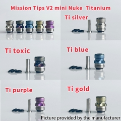 Mission Tips V2 Mini Nuke Style Titanium Drip Tip for Billet Boro AIO Box Mod - Gold