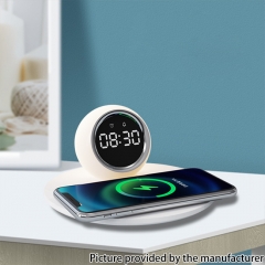 Night Light Clock 15W Fast Cell Phone Wireless Charging Clock K22T - White