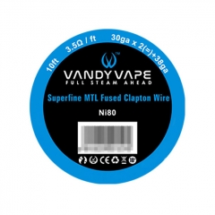 (Ships from Bonded Warehouse)Authentic VandyVape Ni80 Superfine 30GA x 2 + 38GA MTL Fused Clapton Heating Resistance Wirem 3.5 Ohm / Ft (10 Feet)