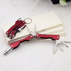 6 in1 Portable Mini Multifunctional Folding Pliers Led Keychain for Outdoor Travel Camping