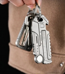 Titanium Portable Multi EDC Tools Card Bottle Opener Folding Knife Simple Ruler - Rainbow