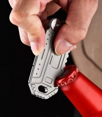 Titanium Portable Multi EDC Tools Card Bottle Opener Folding Knife Simple Ruler - Rainbow
