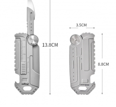 Titanium Portable Multi EDC Tools Card Bottle Opener Folding Knife Simple Ruler - Rainbow