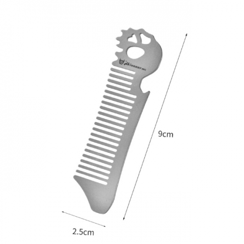 Titanium Alloy Comb Carrying Bottle Opener Antistatic Thick Handmade CNC Cutting Portable EDC Tool - Silver