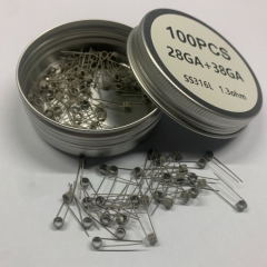 Premade Coil SS316L 28GA+38GA Clapton Coils 100pcs - 1.3ohm