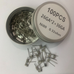 Premade Coil Ni80 Fused Clapton Ni80 26GA*2+36GA Coil Wire 100pcs - 0.32ohm