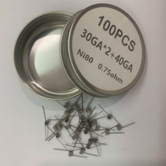 Premade Coil Ni80 Fused Clapton Ni80 30GA*2+40GA Coil Wire 100pcs - 0.75ohm