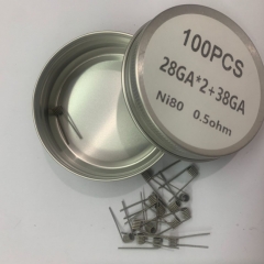 Premade Coil Ni80 Fused Clapton Ni80 28GA*2+38GA Coil Wire 100pcs - 0.5ohm