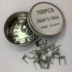 Premade Coil NI80 Triple Core Fused Clapton 26GA*3+36GA Coil Wire 100pcs - 0.2ohm