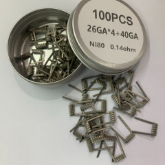 Premade Coil NI80 Quad Core Fused Clapton 26GA*4+40GA Coil Wire 100pcs - 0.14ohm