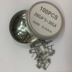 Premade Coil NI80 Triple Core Fused Clapton 26GA*3+38GA Coil Wire 100pcs - 0.2ohm