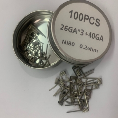 Premade Coil NI80 Triple Core Fused Clapton 26GA*3+40GA Coil Wire 100pcs - 0.2ohm