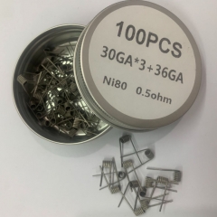 Premade Coil NI80 Triple Core Fused Clapton 30GA*3+36GA Coil Wire 100pcs - 0.5ohm