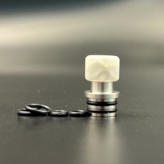 D-Tip Bros Style 510 Drip Tip Stainless Steel Base + Resin Mouthpiece for RTA RDA Atomizer - SS White