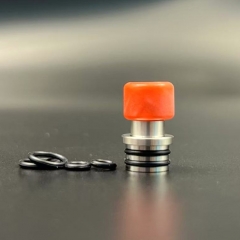 D-Tip Bros Style 510 Drip Tip Stainless Steel Base + Resin Mouthpiece for RTA RDA Atomizer - SS Red