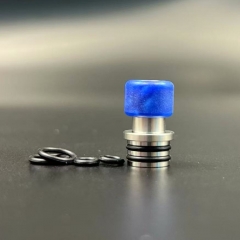 D-Tip Bros Style 510 Drip Tip Stainless Steel Base + Resin Mouthpiece for RTA RDA Atomizer - SS Blue