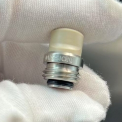 Mission TIPS V2 Style Stainless Steel + PEEK Drip Tip Set for Billet Tank Boro Mod - Silver +Beige