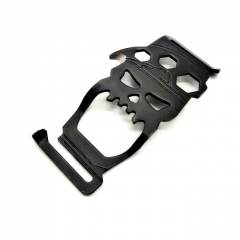 420SS Portable 7 in 1 Multitool Skull Knife Card Bottle Opener Backpack Clip Rope EDC Tools for Camping Outdoor Hiking Survival Sport - Black