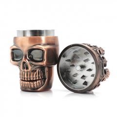 Plastic 3 Layers Classic King Skull Tobacco Herb Spice Grinder Crusher Hand Muller Smoke Grinders - Red Copper