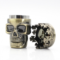 Plastic 3 Layers Classic King Skull Tobacco Herb Spice Grinder Crusher Hand Muller Smoke Grinders - Bronze