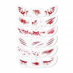 Temporary Halloween Bloody Ghastly Scar Waterproof Tattoo Stickers 6pcs - A