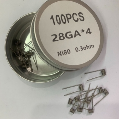 Premade Coil Ni80 Quad Coil 28GA*4 0.3ohm 100PCS