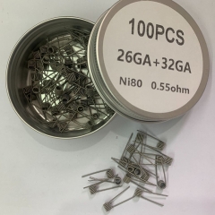 Premade Coil Ni80 Clapton Coil 26GA+32GA 0.55ohm 100PCS