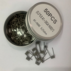 Premade Coil A1+NI80 Flat Clapton Twisted Coil (0.2*0.8 A1+38GA Ni80) *2 0.25ohm 50pcs