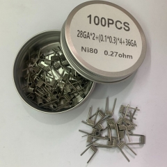 Premade Coil NI80 Framed Staple Coil 28GA*2+(0.1*0.3)*4+36GA 0.27ohm 100pcs