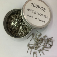 Premade Coil NI80 Framed Staple Coil 26GA*2+(0.1*0.4)*4+36GA 0.15ohm 100pcs