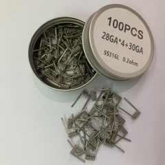 Premade Coil SS316L Quad Core Fused Clapton Coil 28GA*4+30GA 0.2ohm100pcs