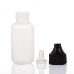 Replacement PE Empty Dropper with Cap Bottle 30ml 1pc - Black Transparent