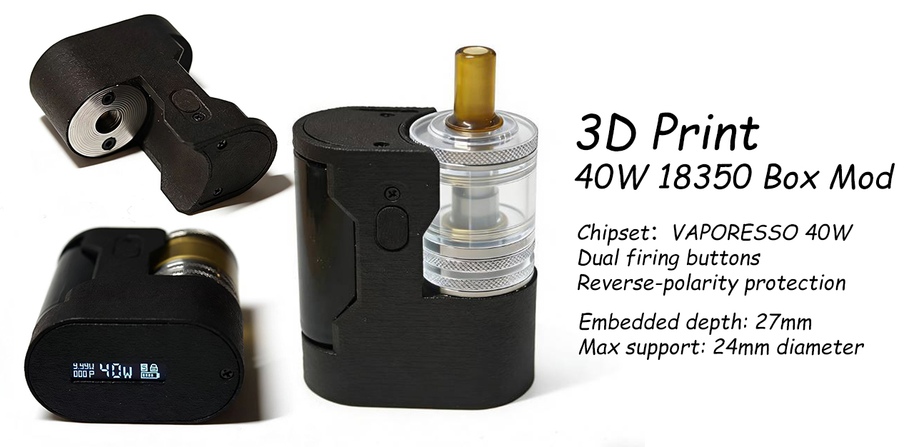 3D Print Zhangxin 40W 18350 Box Mod - Black