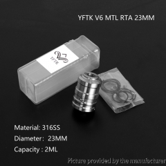 YFTK FEV V6 Style 316SS 23mm MTL RTA 2ml - Silver