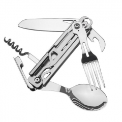 Portable Stainless Steel Foldable Cutlery Set Knife Fork Spoon Combo Lightweight Reusable Tableware for Camping Picnic Hiking