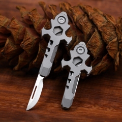 7 in 1 Mini Titanium Alloy EDC Keychain Pendant Pocket Folding Knife Portable Camping Express Unboxing Tool