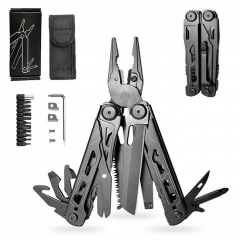 28 in 1 Multi Tool Folding Pliers Stainless Steel Portable Pocket with Screwdriver Bits Survival Gear for Camping Hunting - Black