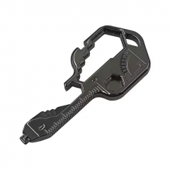 24 in 1 EDC Tool Portable Mini Keychain Key Ring Pendant with Screwdriver Bottle Opener Wrench for Outdoor Survival Daily Repair - Black