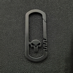 EDC TC4 Titanium Alloy Skull Car Keychain Pendant Portable Multi Tool Key Chain Quick Release Carabiner Clip for Men - Black