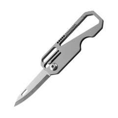 Titanium Alloy EDC Multi Tool Keychain Mini Folding Unboxing Pocket Knife with Quick Release Carabiner for Men Daily Carry