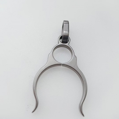 Durable Grey Titanium Alloy Water Bottle Holder Buckle Portable Kettle Hanger Clip for Outdoor Backpack Belt - B