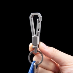 Titanium Alloy EDC Carabiner Keychain with Hidden Multi-Tool Knife, 360° Rotating Detachable Car Key Holder Waist Clip Survival Travel Gadget