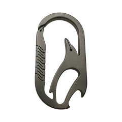 Multifunctional Titanium Alloy Quick Release Carabiner Keyring Waist Clip Key Bottle Opener Holder Car Accessory - Natural Titanium Finish